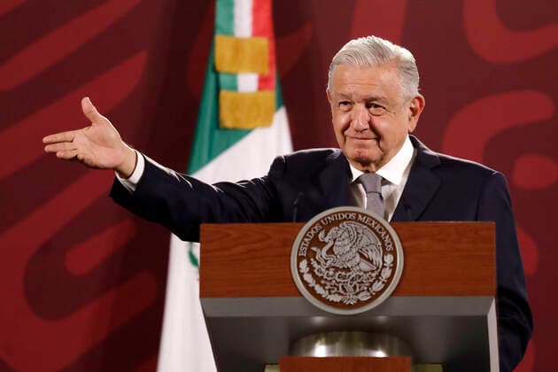 July 18, 2022, Mexico City, Mexico City, Mexico: July 18, 2022, Mexico City, Mexico: Mexican President Andres Manuel Lopez Obrador gesticulates at his daily morning press conference at the National Palace. on July 18, 2022 In Mexico City, Mexico. Mexico City Mexico - ZUMAe321 20220718_zia_e321_046 Copyright: xLuisxBarronx xEyepixxGroupx
