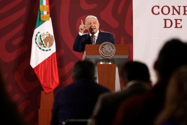 July 18, 2022, Mexico City, Mexico City, Mexico: July 18, 2022, Mexico City, Mexico: Mexican President Andres Manuel Lopez Obrador gesticulates at his daily morning press conference at the National Palace. on July 18, 2022 In Mexico City, Mexico. Mexico City Mexico - ZUMAe321 20220718_zia_e321_052 Copyright: xLuisxBarronx xEyepixxGroupx