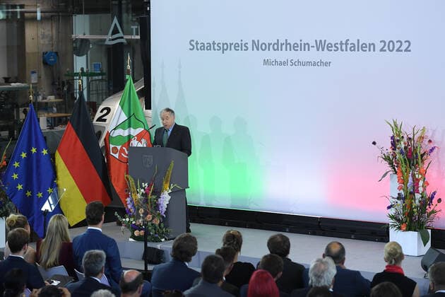 Award of the State Prize to Michael Schumacher on 20 07 2022 in the Motorworld in Cologne Jean Todt xRx