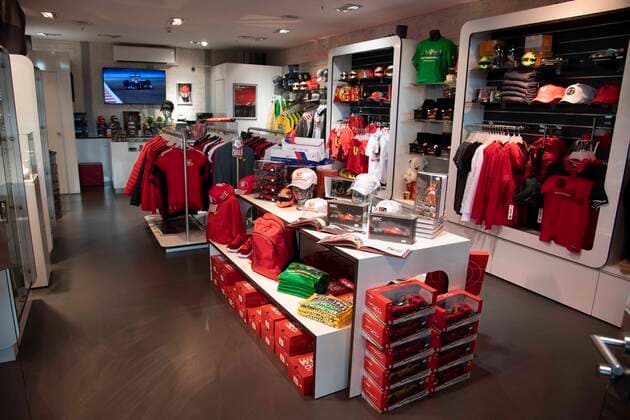 View into the official fan store of Michael Schumacher in the Motorworld, feature, border motive, fan articles, award of the state prize of the country North Rhine Westphalia in Cologne on 20 07 2022