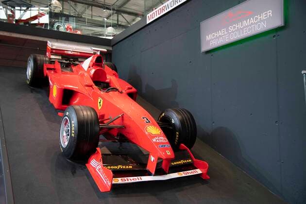 A Ferrari with which Michael Schumacher became world champion, in the exhibition of the Motorworld, feature, marginal motif, award of the state prize of the state of North Rhine-Westphalia in Cologne on 20 07 2022