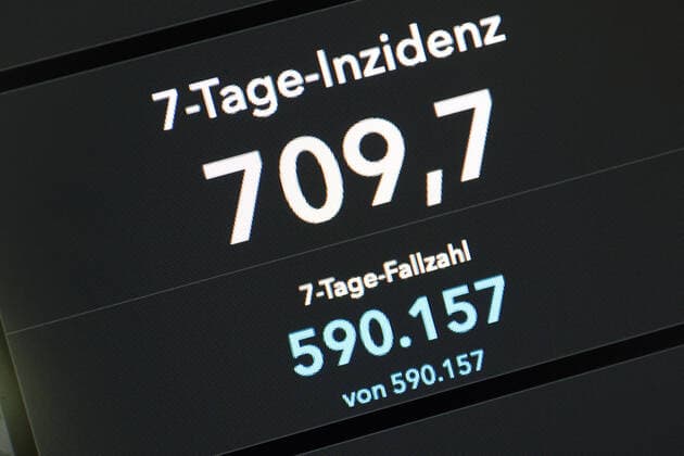 RKI dashboard, 7 day incidence is now 709.7 7 day incidence, RKI dashboard on a monitor on 23 07 2022 in Siegen Germany.