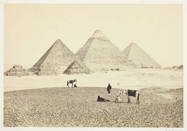 The Pyramids of El Geezeh, from the Southwest Made 1857 England. Albumen print . Francis Frith Copyright: xpiemagsx ChArt060421-25151 !ACHTUNG AUFNAHMEDATUM GESCHÄTZT!
