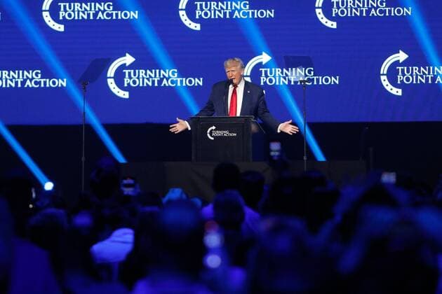 Bilder des Jahres 2022, News 07 Juli News Themen der Woche KW29 News Bilder des Tages July 23, 2022, Tampa, Florida, USA: Former President Donald Trump gives a speech during Turning PointÃ¢â‚¬â ¢s annual Student Action Summit at the Tampa Convention Center in downtown Tampa on Saturday, July 23, 2022. Tampa USA - ZUMAs70_ 20220723_zan_s70_051 Copyright: xJeffereexWoox