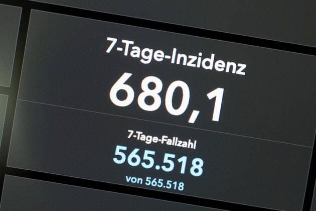 RKI dashboard, 7 day incidence is now 680.1 7 day incidence, RKI dashboard on a monitor on 24 07 2022 in Siegen Germany.