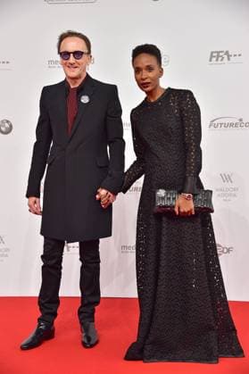 Deutscher Filmpreis - Ankunft - Berlin Marius Müller Westerhagen und Frau Romney Williams bei der Ankunft zu der 65. Verleihung des Deutschen Filmpreises 2015 (Lola) im Palais am Funkturm Berlin. Der Deutsche Filmpreis ist die hoechst dotierte und renommierteste Auszeichnung für den deutschen Film. Berlin, 19.06.2015. *** German Film Award Arrival Berlin Marius Miller Westerhagen and Woman Romney Williams at the Arrival to the 65 award Ceremony of Germans Film Awards 2015 Lola at Palais on Radio tower Berlin the German Film Award is the Hoechst endowed and most prestigious Award for the Germans Film Berlin, 19 06 2015