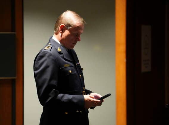 July 25, 2022, Ottawa, Ontario, CAN: Deputy Commissioner Brian Brennan waits to appear as a witness at the Standing Committee on Public Safety and National Security on Parliament Hill in Ottawa on Monday, July 25, 2022. The committee is looking into allegations of political interference in the 2020 Nova Scotia Mass Murder Investigation Ottawa CAN  - ZUMAc35_ 20220725_zaf_c35_103 Copyright: xSeanxKilpatrickx