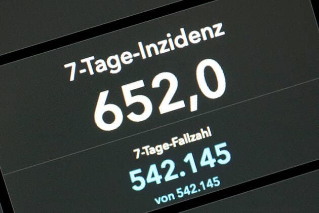 RKI dashboard, 7 day incidence is now 652.0 7 day incidence, RKI dashboard on a monitor on 27 07 2022 in Siegen Germany.