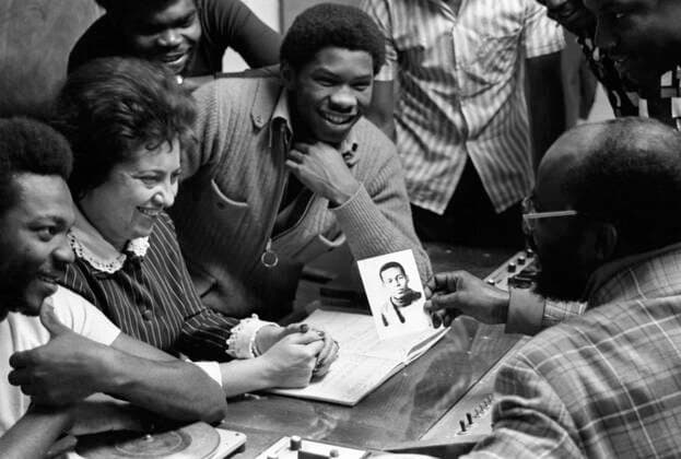Foreign students in USSR 8239736 21.07.1980 Students from Angola studying at the Azizbayov Azerbaijan Institute of Oil and Chemistry (now the Azerbaijan State University of Oil and Industry) proudly say that the President of Angola, Jose Eduardo dos Santos, studied here in 1963-1969. ??????? ??????? Baku Azerbaijan  Copyright: x???????x???????x