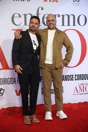 July 26, 2022, Mexico City, Mexico City, Mexico: July 26, 2022, Mexico City, Mexico: Marco Polo Constandse, Rodrigo Nava pose for photos during the red carpet of Ã¢â‚¬ËœEnfermo de AmorÃ¢â‚¬â ¢ film premiere at Cinemex Amtara. on July 26, 2022 in Mexico City, Mexico. Mexico City Mexico - ZUMAe321 20220726_zia_e321_081 Copyright: xJulianxLopezx xEyepixxGroupx