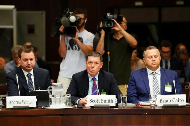 July 27, 2022, Ottawa, Ontario, CAN: Lawyer Andrew Winton sits alongside witnesses Scott Smith, Hockey Canada president and chief operating officer and Hockey Canada Chief Financial Officer Brian Cairo, as they appear at the standing committee on Canadian Heritage in Ottawa on Wednesday, July 27, 2022, looking into how Hockey Canada handled allegations of sexual assault and a subsequent lawsuit. Ottawa CAN  - ZUMAc35_ 20220727_zaf_c35_054 Copyright: xSeanxKilpatrickx