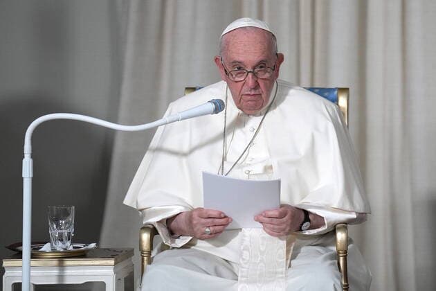 July 27, 2022, Quebec City, PQ, CANADA: Pope Francis apologizes and asks for forgiveness at a reconciliation event at the Citadelle during his papal visit across Canada in Quebec City on Wednesday, July 27, 2022. Quebec City CANADA  - ZUMAc35_ 20220727_zaf_c35_121 Copyright: xNathanxDenettex