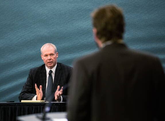 July 28, 2022, Halifax, NS, Canada: RCMP Chief Supt. Chris Leather is questioned by lawyer Michael Scott at the Mass Casualty Commission inquiry into the mass murders in rural Nova Scotia on April 18 19, 2020, in Halifax on Thursday, July 28, 2022. Gabriel Wortman, dressed as an RCMP officer and driving a replica police cruiser, murdered 22 people. Halifax Canada - ZUMAc35_ 20220728_zaf_c35_036 Copyright: xKellyxClarkx