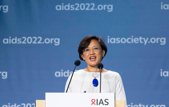 July 29, 2022, Montreal, PQ, Canada: Adeeba Kamarulzaman, president of the International Aids Society addresses the opening ceremony of the AIDS 2022 conference in Montreal on Friday, July 29, 2022. Montreal Canada  - ZUMAc35_ 20220729_zaf_c35_027 Copyright: xPaulxChiassonx