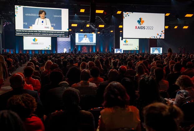 July 29, 2022, Montreal, PQ, Canada: Adeeba Kamarulzaman, president of the International Aids Society addresses the opening ceremony of the AIDS 2022 conference in Montreal on Friday, July 29, 2022. Montreal Canada  - ZUMAc35_ 20220729_zaf_c35_030 Copyright: xPaulxChiassonx