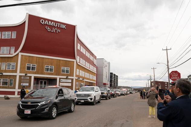 July 29, 2022, IQALUIT, NU, CANADA: People greet the motorcade of Pope Francis in Iqaluit, Nunavut, during his papal visit across Canada on Friday, July 29, 2022. IQALUIT CANADA  - ZUMAc35_ 20220729_zaf_c35_052 Copyright: xDustinxPatarx