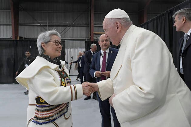 Canada,Iqaluit,2022 07 29 Pope Francis arrives during his papal visit across Canada in Iqaluit, Nunavut , Photograph by Vatican Mediia Catholic Press Photo . RESTRICTED TO EDITORIAL USE - NO MARKETING - NO ADVERTISING CAMPAIGNS.  Copyright: xVATICANxMEDIAx xipa-agency.netx xVaticanxMediax