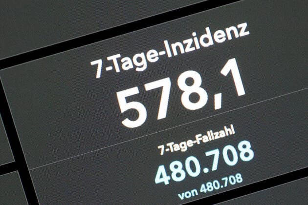 Dashboard of RKI, 7 day incidence is now 578.1 7 day incidence, dashboard of RKI on a monitor on 30 07 2022 in Siegen Germany.