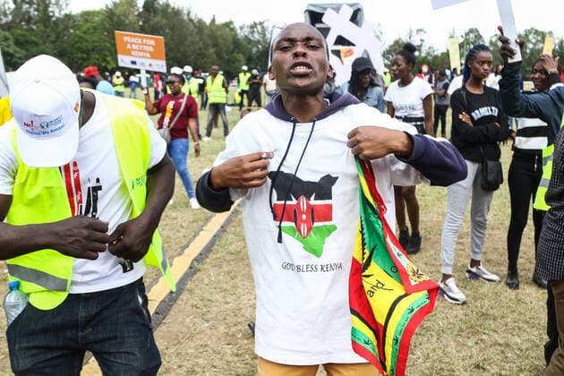 July 30, 2022, Nakuru, Rift Valley, Kenya: A participant reacts during a peace concert held to preach peace and harmony ahead of Kenya s August General Election. Kenyans will be going to the polls to choose their preferred president and members of both the national and county assemblies. Nakuru Kenya - ZUMAs197 20220730_zaa_s197_036 Copyright: xJamesxWakibiax