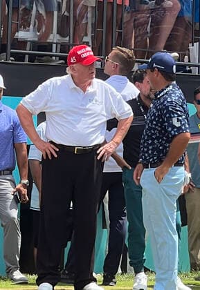 BEDMINSTER, NJ - JULY 31: Former President Donald Trump at the 2022 LIV Golf Tournament at Trump National Golf Club in Bedminster, New Jersey on July 31, 2022. Copyright: xMediaPunchx