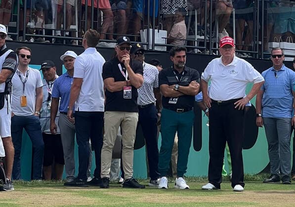 BEDMINSTER, NJ - JULY 31: Former President Donald Trump at the 2022 LIV Golf Tournament at Trump National Golf Club in Bedminster, New Jersey on July 31, 2022. Copyright: xMediaPunchx