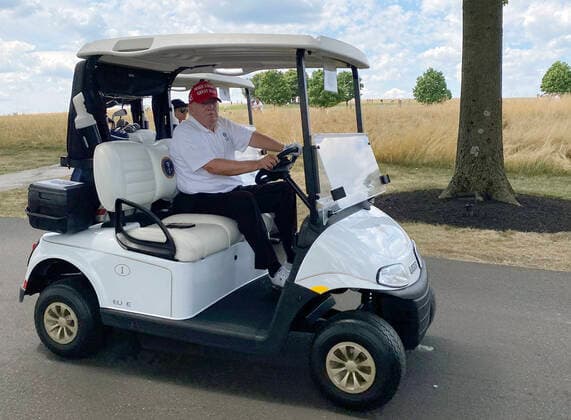 BEDMINSTER, NJ - JULY 31: Former President Donald Trump at the 2022 LIV Golf Tournament at Trump National Golf Club in Bedminster, New Jersey on July 31, 2022. Copyright: xMediaPunchx
