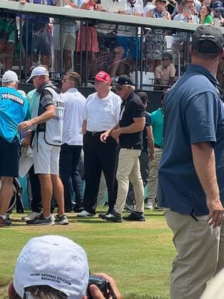BEDMINSTER, NJ - JULY 31: Former President Donald Trump & Greg Norman at the 2022 LIV Golf Tournament at Trump National Golf Club in Bedminster, New Jersey on July 31, 2022. Copyright: xMediaPunchx