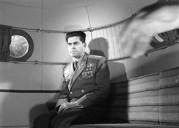 Cosmonaut Beregovoi 22738 01.11.1968 Cosmonaut Beregovoi in the Soyuz spaceship orbital section. A still from the TV film Men and Space . RIA Novosti Sputnik Star City Moscow region Russia  Copyright: xRIAxNovostix