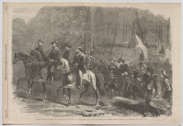 Flight of President Jefferson Davis and his Minister Over The Georgia Ridge, Five Days Before his Capture. News ). Unknown Copyright: xpiemagsx pievienna24052022-46931 !ACHTUNG AUFNAHMEDATUM GESCHÄTZT!