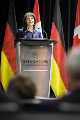 Annalena Baerbock, German Foreign Minister, and Melanie Joly, Minister of Foreign Affairs of Canada, not pictured here, give a joint press conference Montreal, 03 08 2022 Montreal Canada Copyright: xJaninexSchmitz photothek.dex