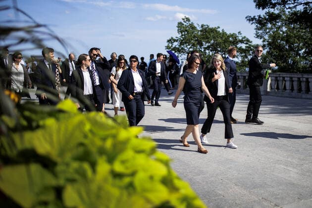 L R Annalena Baerbock, German Foreign Minister, and Melanie Joly, Minister of Foreign Affairs of Canada, photographed during a joint walk through the park at Mont Royal to the viewpoint Kondiaronk Belvedere Montreal, 03 08 2022 Montreal Canada Copyright: xJaninexSchmitz photothek.dex