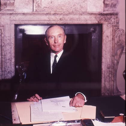 October 30, 1963, London, England, United Kingdom: Sir ALEC HOME at his desk after being named next British Prime Minister in 1963. London United Kingdom - ZUMAk09_ 19631030_zka_k09_883 Copyright: xKeystonexUSAx