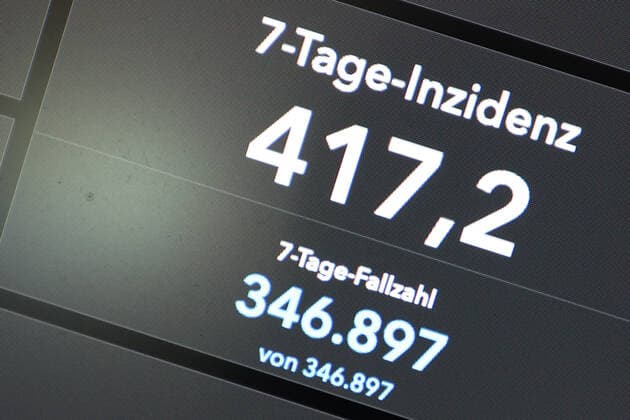 RKI dashboard, 7 day incidence is now 417.2 7 day incidence, RKI dashboard on a monitor on 06 08 2022 in Siegen Germany.
