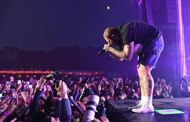 August 7, 2022, San Francisco, CA, USA: Post Malone performs during the 2022 Outside Lands Music and Arts Festival at Golden Gate Park on August 07, 2022 in San Francisco, California. San Francisco USA - ZUMAs181 20220807_zea_s181_017 Copyright: xImagespacex
