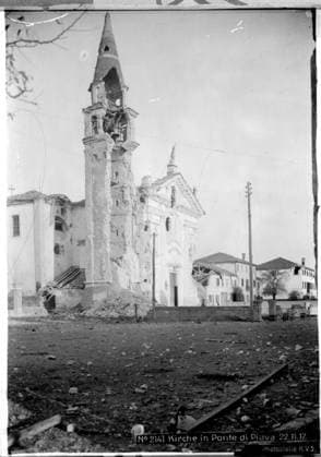 Church in Piave Veneto Bridge; Photographer: Kriegsvermessung 5. Copyright: xpiemagsx ausnl080421-1328 !ACHTUNG AUFNAHMEDATUM GESCHÄTZT!