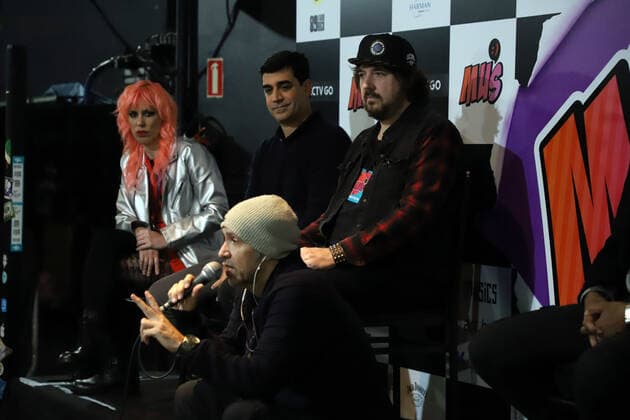 August 10, 2022, Sao Paulo, Brazil: Talk show during the launch event of the MUS Award, held at Audio, in Agua Branca neighborhood, in Sao Paulo, on Wednesday (10). In addition to the music awards, the event has surprise concerts, presence of bands, artists and personalities from the musical environment such as: Raphael Denadai, Representative of DIRECTV GO, Cristiano Ayres, president of Modal Bank, Daniel Ibri, president of the investment fund Mindset Ventures, Marcelo Rossi, creator and founder of the MUS Award, Madame Mim, businesswoman, curator and presenter of the event and Ze Antonio Algodoal, former director of MTV Brasil. Copyright: xLecoxVianax