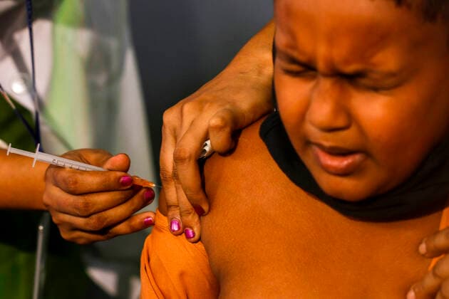 August 11, 2022, Dhaka, Dhaka, Bangladesh: 16 school children, aged between 5-11 years, have received the first shot of specially made Covid-19 vaccine as part of the trial run before the main campaign begins from August 25 in Dhaka on August 11,2022. Dhaka Bangladesh - ZUMAj163 20220811_zip_j163_007 Copyright: xAbuxSufianxJewelx
