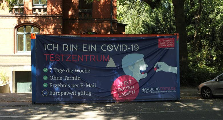 A closed Corona test center in Uhlenhorst Uhlenhorst Hamburg