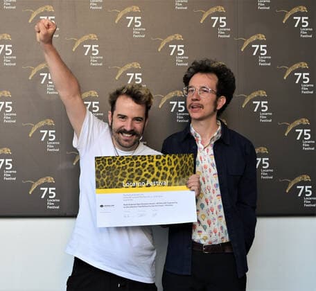 Locarno, Swiss Locarno Film Festival 2022 Award Ceremony Palmares photocall In the picture: Leonhad Mullner director and Robin Kleger director Pardi di Domani Best Direction Award  Copyright: xNickxZonnax xipa-agency.netx xNickxZonnax