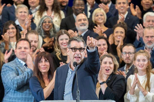August 14, 2022, Drummondville, PQ, Canada: Quebec Conservative Party leader Eric Duhaime speaks during the unveiling of his election campaign platform in Drummondville, Que., Sunday, August 14, 2022. Quebecers will go to the polls on October 3rd. Drummondville Canada  - ZUMAc35_ 20220814_zaf_c35_001 Copyright: xGrahamxHughesx