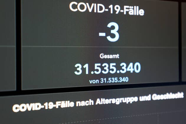 RKI dashboard, 7 day incidence is now 317.8 7 day incidence, RKI dashboard on a monitor on 15 08 2022 in Siegen Germany.