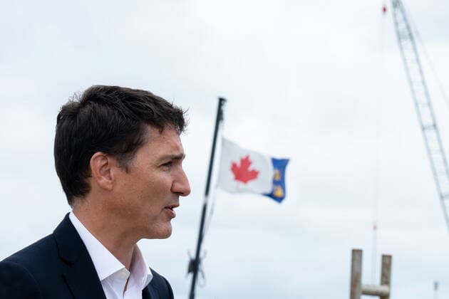 August 19, 2022, Žles-de-la-Madeleine, Que, Canada: Prime Minister Justin Trudeau speaks during a visit to Les ÃŽles-de-la-Madeleine, Que., Friday, Aug. 19, 2022. New census data showing a decline in French in Canada is extremely troubling, the prime minister said, but he added that Ottawa still has a responsibility to protect linguistic minorities across the country including in Quebec. Îles-de-la-Madeleine Canada - ZUMAc35_ 20220819_zaf_c35_005 Copyright: xNigelxQuinnx