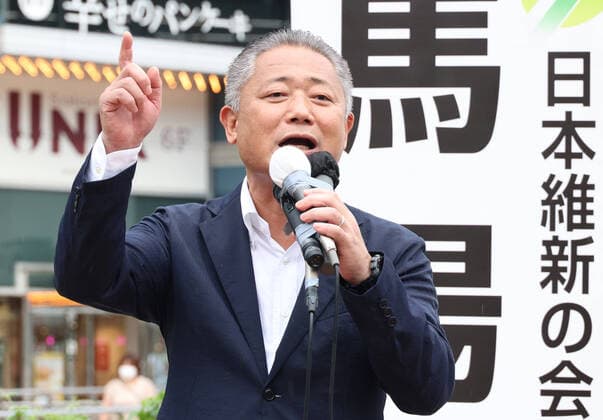 August 20, 2022, Saitama, Japan - A candidate of opposition Japan Innovation Party leadership election Nobuyuki Baba deliveres his campaign speech in Saitama, suburban Tokyo on Saturday, August 20, 2022. A party convention to decide the new party leader will be held in Osaka on August 27.  , aflo_196220781.jpg,