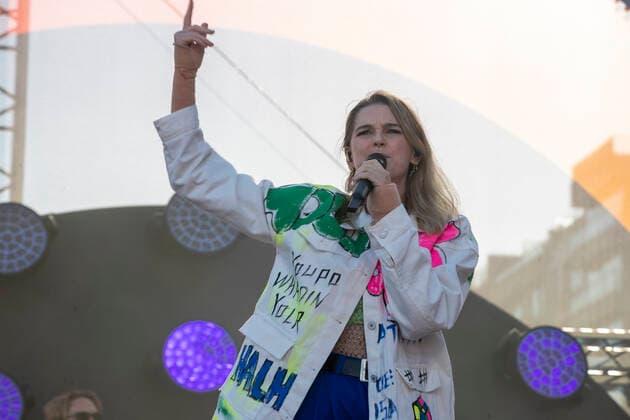 Singer Lotte pictured during the Zomerhit music event of Radio 2, the popular radio channel of Flemish public broadcaster VRT, Saturday 20 August 2022 in Brussels.  DIRKxWAEM 40027294