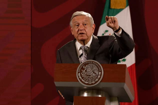 August 22, 2022, Mexico City, Mexico City, Mexico: August 22, 2022, Mexico City, Mexico: Mexican President Andres Manuel Lopez Obrador, speaks during a meeting with the media during his daily morning briefing conference at National Palace. on August 22, 2022 in Mexico City, Mexico. Mexico City Mexico - ZUMAe321 20220822_zia_e321_004 Copyright: xLuisxBarronx xEyepixxGroupx