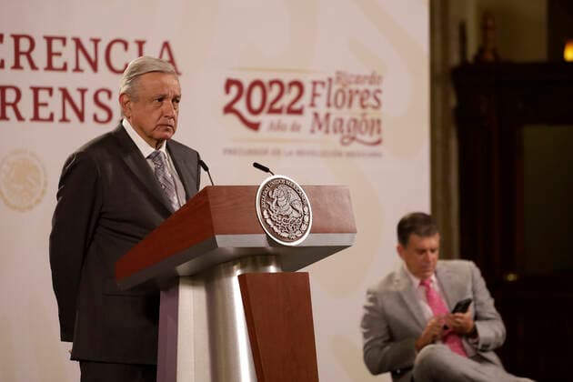 August 22, 2022, Mexico City, Mexico City, Mexico: August 22, 2022, Mexico City, Mexico: Mexican President Andres Manuel Lopez Obrador, speaks during a meeting with the media during his daily morning briefing conference at National Palace. on August 22, 2022 in Mexico City, Mexico. Mexico City Mexico - ZUMAe321 20220822_zia_e321_009 Copyright: xLuisxBarronx xEyepixxGroupx