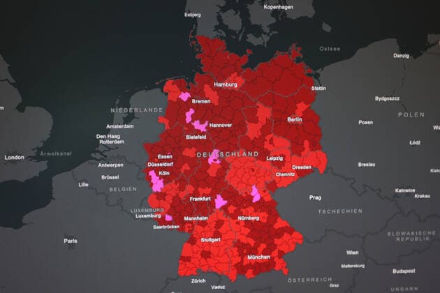 RKI dashboard, 7 day incidence is now 288.5 7 day incidence, RKI dashboard on a monitor on 23 08 2022 in Siegen Germany.