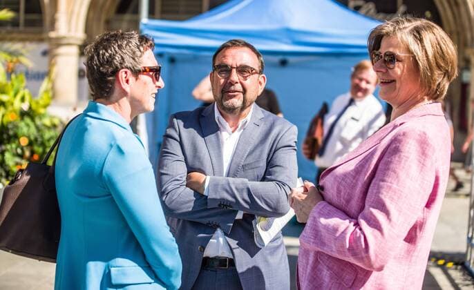 August 23, 2022, Munich, Bavaria, Germany: Under the motto of Na Sicher , the Bavarian Health Minister Klaus Holetschek kicked off the new Coronavirus Covid-19 communication campaign. Through this campaign, the Ministry is providing information for the coming Fall and Winter and regarding Coronavirus booster vaccinations. Appearing alongside Minister Holetschek were Beatrix Zurek of the Munich city Health Department, as well as famed Virologist Professor Ulrike Protzer of TU Muenchen University. Munich Germany - ZUMAb160 20220823_zbp_b160_002 Copyright: xSachellexBabbarx