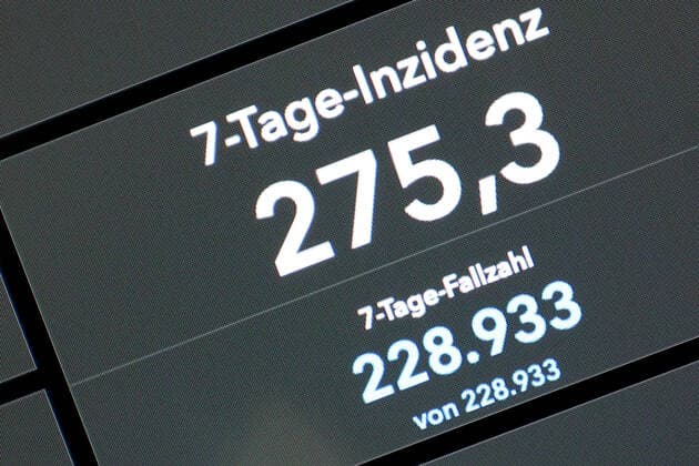 RKI dashboard, 7 day incidence is now 275.3 7 day incidence, RKI dashboard on a monitor on 24 08 2022 in Siegen Germany.