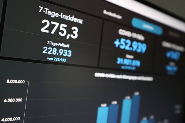 RKI dashboard, 7 day incidence is now 275.3 7 day incidence, RKI dashboard on a monitor on 24 08 2022 in Siegen Germany.